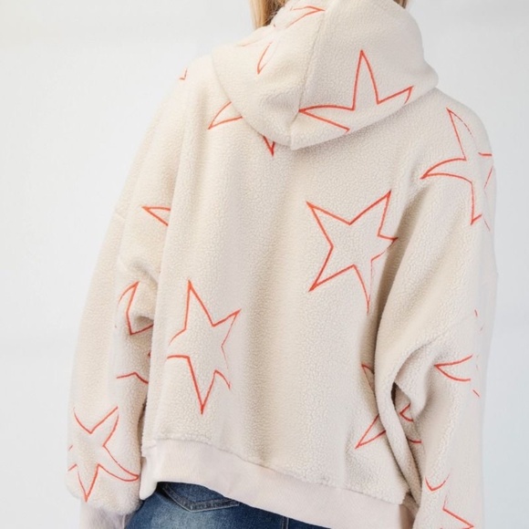 NEW EASEL STARFISH STAR SHERPA COZY HOODIE SWEATSHIRT KANGAROO POCKET PULLOVER - Picture 6 of 6